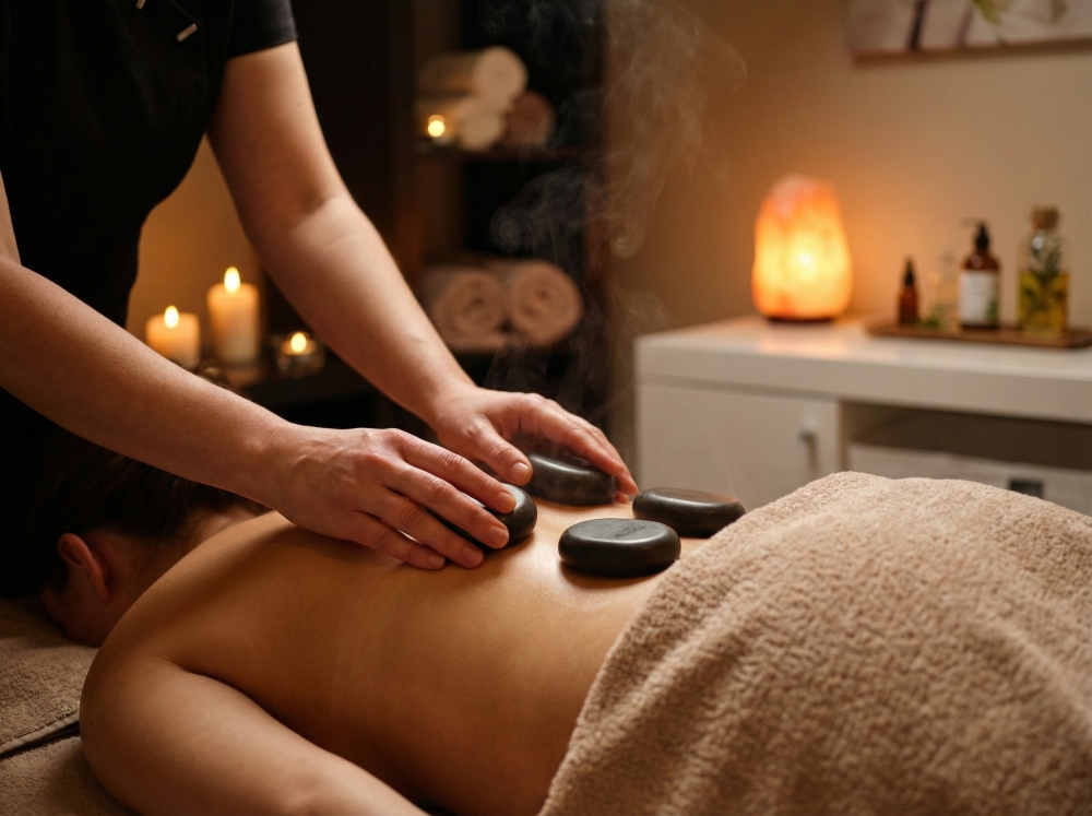 Relaxační masáž zad lávovými kameny